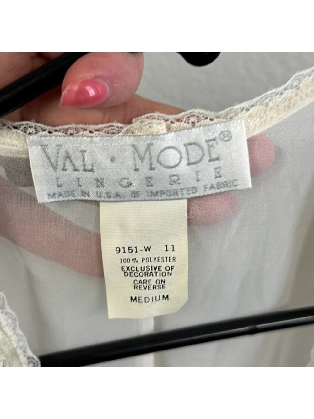 Vintage 1980s Val Mode White Sheer Beaded Sequin Robe Bridal Lingerie Medium 80s - Picture 7 of 7